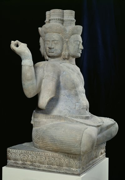 Sculpture of Brahma with Four Faces, from Batambang, Cambodia, Koh Ker Style by Cambodian School